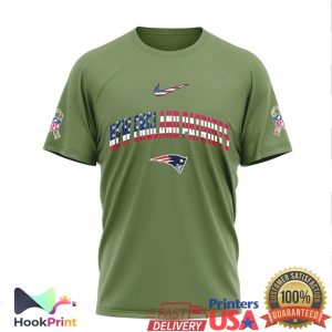 New England Patriots Snoopy 250th Anniversary USA Military Green T Shirt