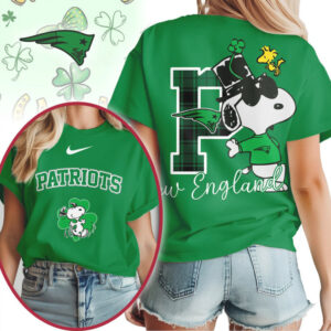 New England Patriots Snoopy Lucky Irish St Patricks Day NFL Football T Shirt