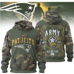 New England Patriots U.S. Army 250 Years Anniversary Camo Military T Shirt