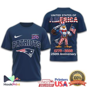 New England Patriots USA 250th Anniversary Patriot Eagle T Shirt