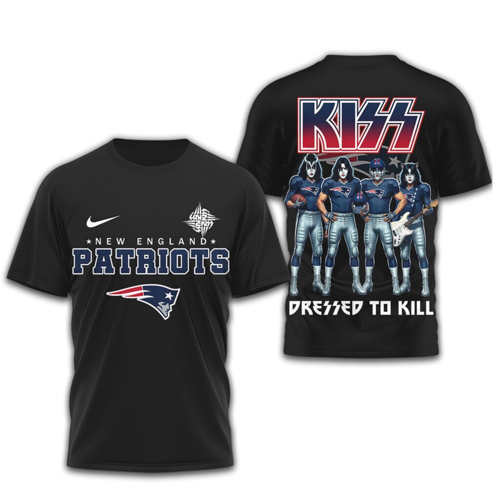 New England Patriots x KISS Dressed To Kill Rock Band NFL Mashup T Shirt New England Patriots x KISS Dressed To Kill Rock Band NFL Mashup T Shirt
