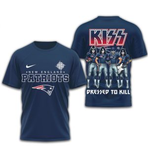 New England Patriots x KISS Dressed To Kill Rock Band NFL Mashup T Shirt