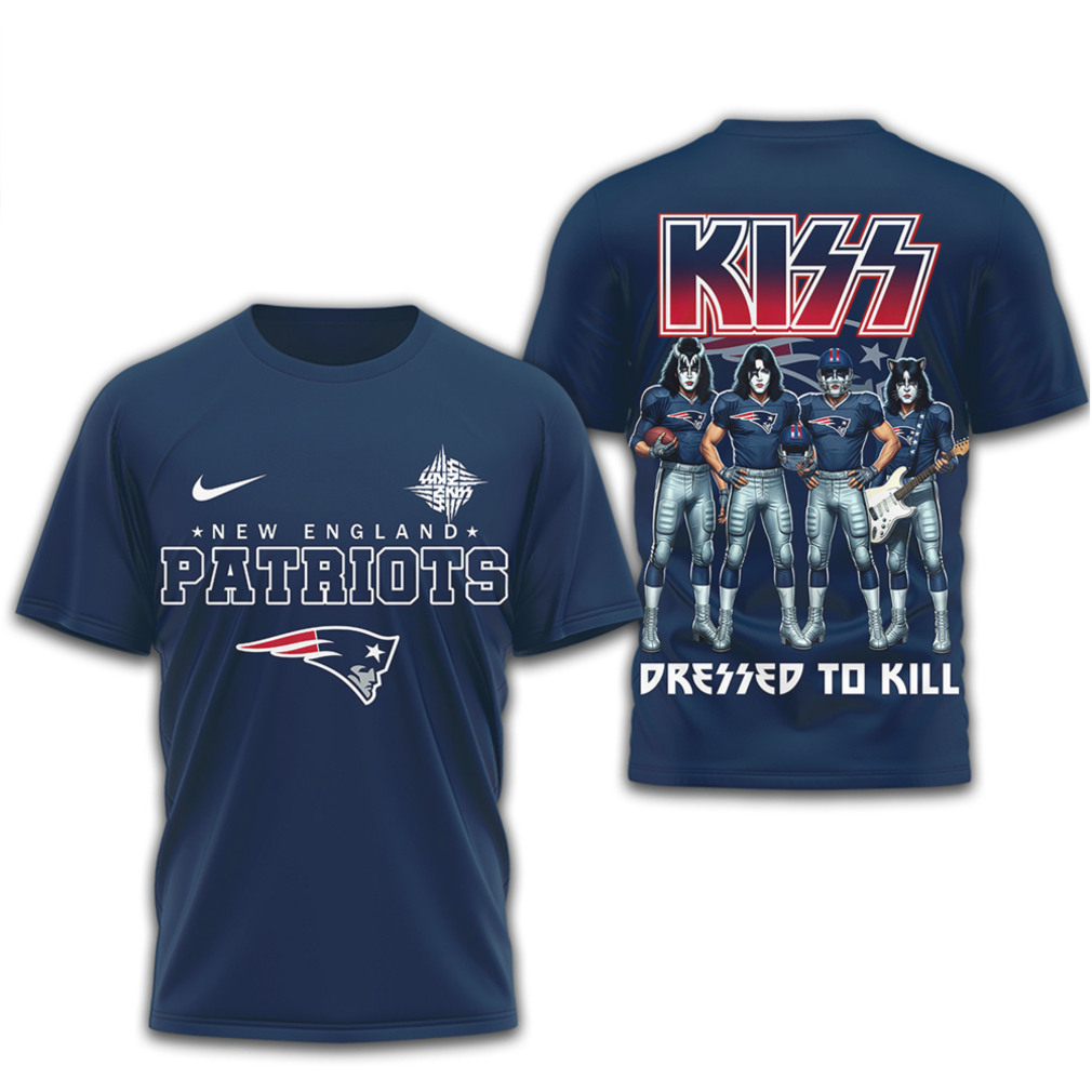 New England Patriots x KISS Dressed To Kill Rock Band NFL Mashup T Shirt New England Patriots x KISS Dressed To Kill Rock Band NFL Mashup T Shirt