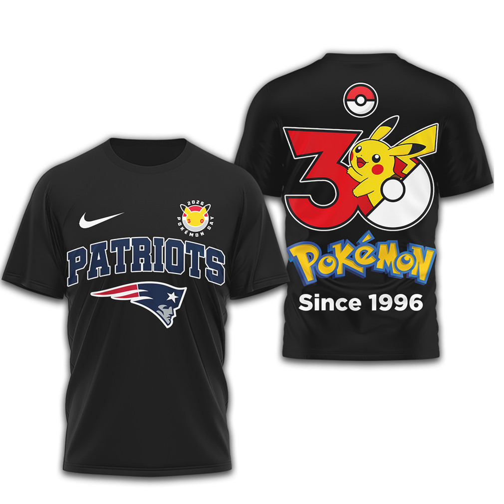 New England Patriots x Pokemon Pikachu 30th Anniversary Fan T Shirt New England Patriots x Pokemon Pikachu 30th Anniversary Fan T Shirt