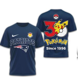 New England Patriots x Pokemon Pikachu 30th Anniversary Fan T Shirt