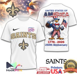 New Orleans Saints 250th Anniversary USA 1776 2026 Commemorative T Shirt