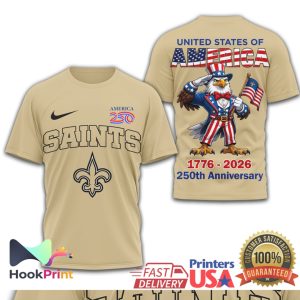 New Orleans Saints 250th Anniversary USA 1776 2026 Commemorative T Shirt