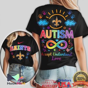 New Orleans Saints Autism Awareness Support & Love Football T Shirt