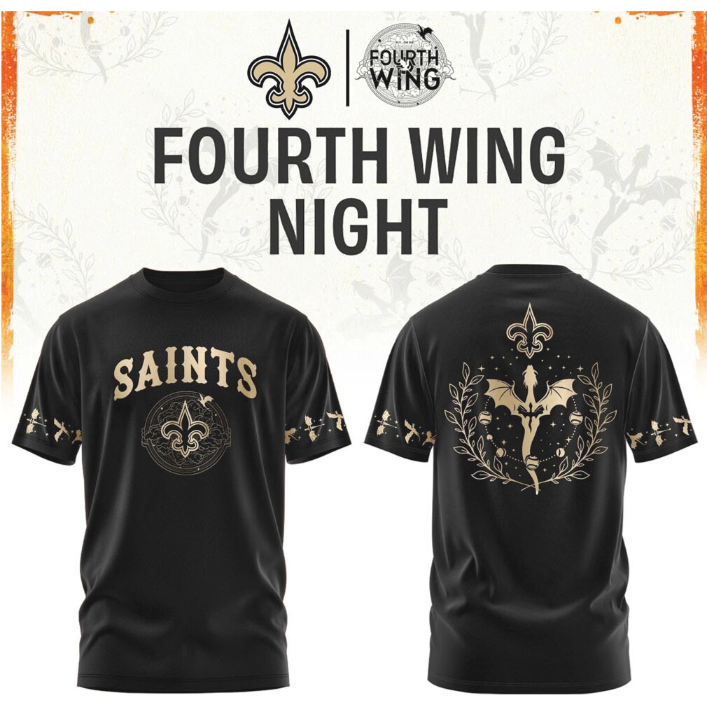 New Orleans Saints Fourth Wing Night Fantasy Dragon Football T Shirt New Orleans Saints Fourth Wing Night Fantasy Dragon Football T Shirt
