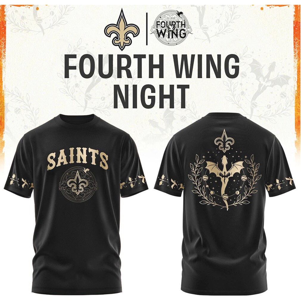 New Orleans Saints Fourth Wing Night Fantasy Dragon Football T Shirt New Orleans Saints Fourth Wing Night Fantasy Dragon Football T Shirt