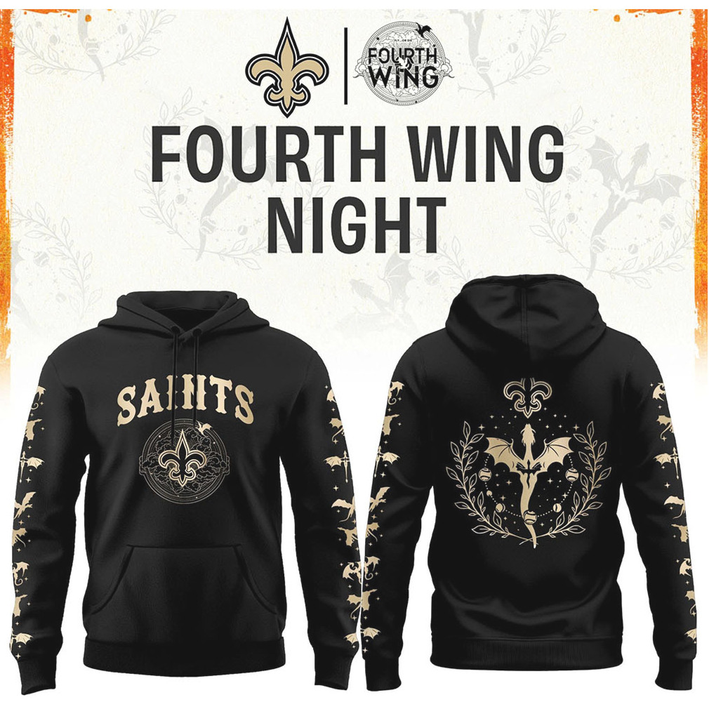 New Orleans Saints Fourth Wing Night Fantasy Dragon Football T Shirt New Orleans Saints Fourth Wing Night Fantasy Dragon Football T Shirt