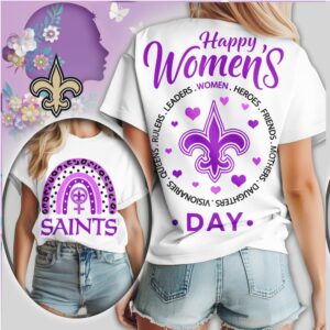 New Orleans Saints Happy Womens Day Fleur de lis Rainbow Shirt