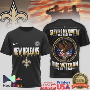 New Orleans Saints Serving My Country Military Veteran NFL T Shirt