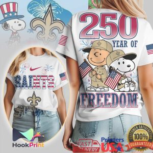 New Orleans Saints Snoopy 250 Year Of Freedom Independence Day T Shirt