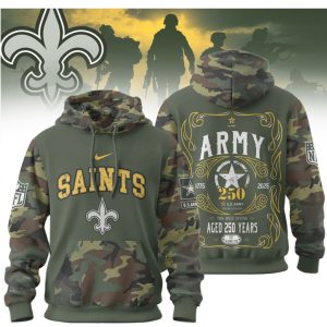 New Orleans Saints U.S. Army 250 Years Anniversary Camo Military T Shirt