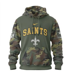 New Orleans Saints U.S. Army 250 Years Anniversary Camo Military T Shirt