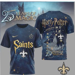 New Orleans Saints x Harry Potter 25 Years of Magic Galaxy T Shirt