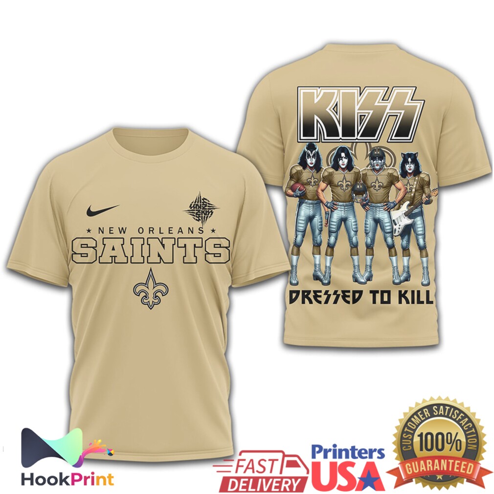 New Orleans Saints x KISS Rock Band Dressed To Kill T Shirt New Orleans Saints x KISS Rock Band Dressed To Kill T Shirt