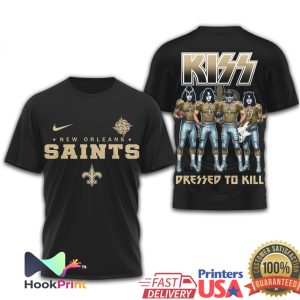 New Orleans Saints x KISS Rock Band Dressed To Kill T Shirt