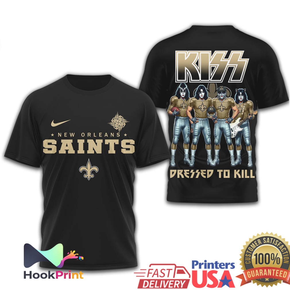 New Orleans Saints x KISS Rock Band Dressed To Kill T Shirt New Orleans Saints x KISS Rock Band Dressed To Kill T Shirt