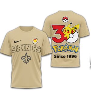 New Orleans Saints x Pokemon 30th Anniversary Pikachu T Shirt