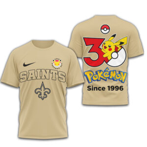 New Orleans Saints x Pokemon Pikachu 30th Anniversary T Shirt