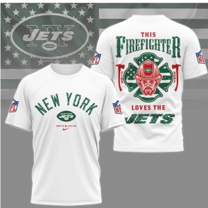New York Jets Firefighter First In Last Out Hero Graphic Green White T Shirt