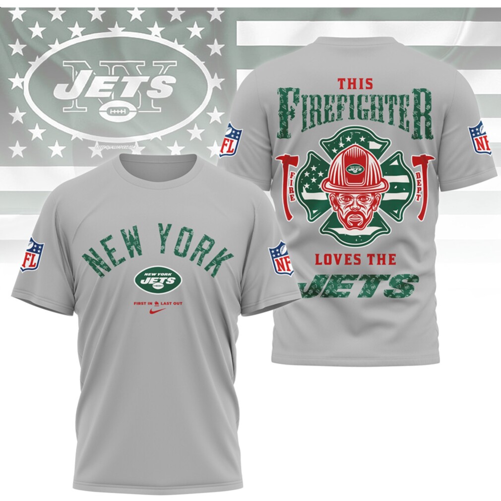 New York Jets Firefighter First In Last Out Hero Graphic Green White T Shirt New York Jets Firefighter First In Last Out Hero Graphic Green White T Shirt
