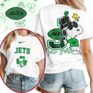 New York Jets Snoopy Shamrock Luck St Patricks Day NFL Football T Shirt