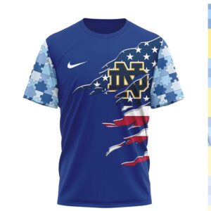 Notre Dame Fighting Irish I Wear Blue For Autism Awareness T Shirt