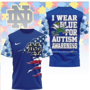 Notre Dame Fighting Irish I Wear Blue For Autism Awareness T Shirt
