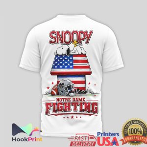 Notre Dame Fighting Irish Snoopy and Charlie Brown American Flag T Shirt