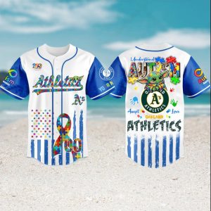 Oakland Athletics Autism Awareness Baby Yoda Personalized Baseball Jersey