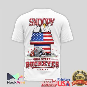 Ohio State Buckeyes Snoopy Peanuts American Flag Football T Shirt
