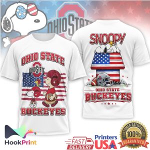 Ohio State Buckeyes Snoopy Peanuts American Flag Football T Shirt
