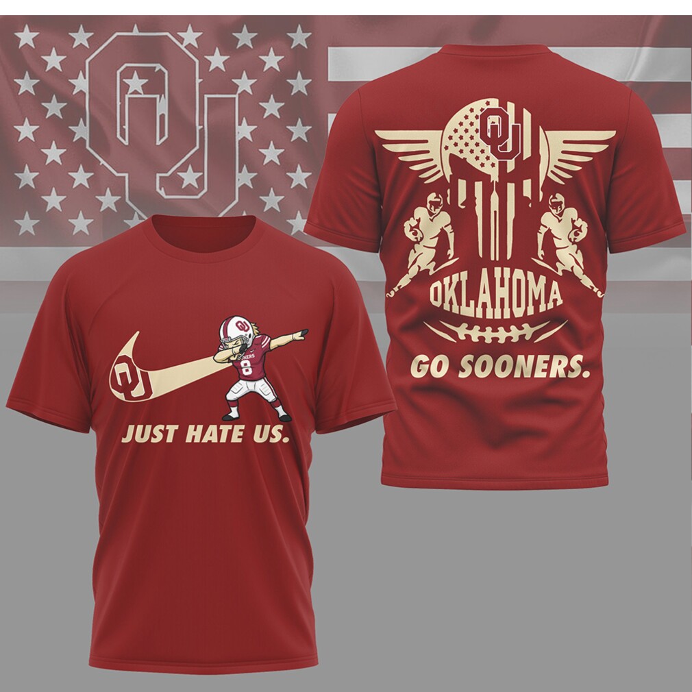 Oklahoma Sooners Just Hate Us Dabbing Player & Winged Skull T Shirt Oklahoma Sooners Just Hate Us Dabbing Player & Winged Skull T Shirt