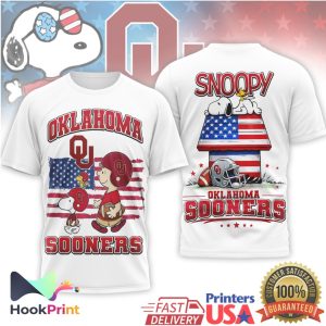 Oklahoma Sooners Snoopy Charlie Brown US Flag College Football T Shirt