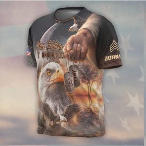 One Nation Under God Eagle Army Dog Tags Military T Shirt