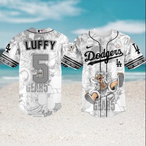 One Piece Luffy Gear 5 Anime Los Angeles Dodgers Baseball T Shirt One Piece Luffy Gear 5 Anime Los Angeles Dodgers Baseball T Shirt