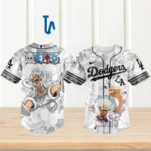 One Piece Luffy Gear 5 Dodgers Baseball Anime T Shirt