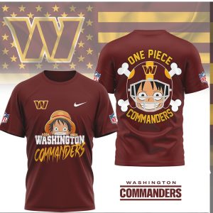 One Piece Luffy x Washington Commanders Anime NFL T Shirt