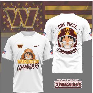 One Piece Luffy x Washington Commanders Anime NFL T Shirt