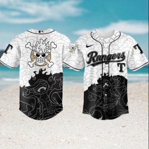 One Piece Monkey D. Luffy Gear 5 x Texas Rangers Custom Baseball Sun God Nika T Shirt One Piece Monkey D. Luffy Gear 5 x Texas Rangers Custom Baseball Sun God Nika T Shirt