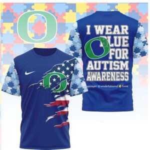 Oregon Ducks I Wear Blue For Autism Awareness T Shirt