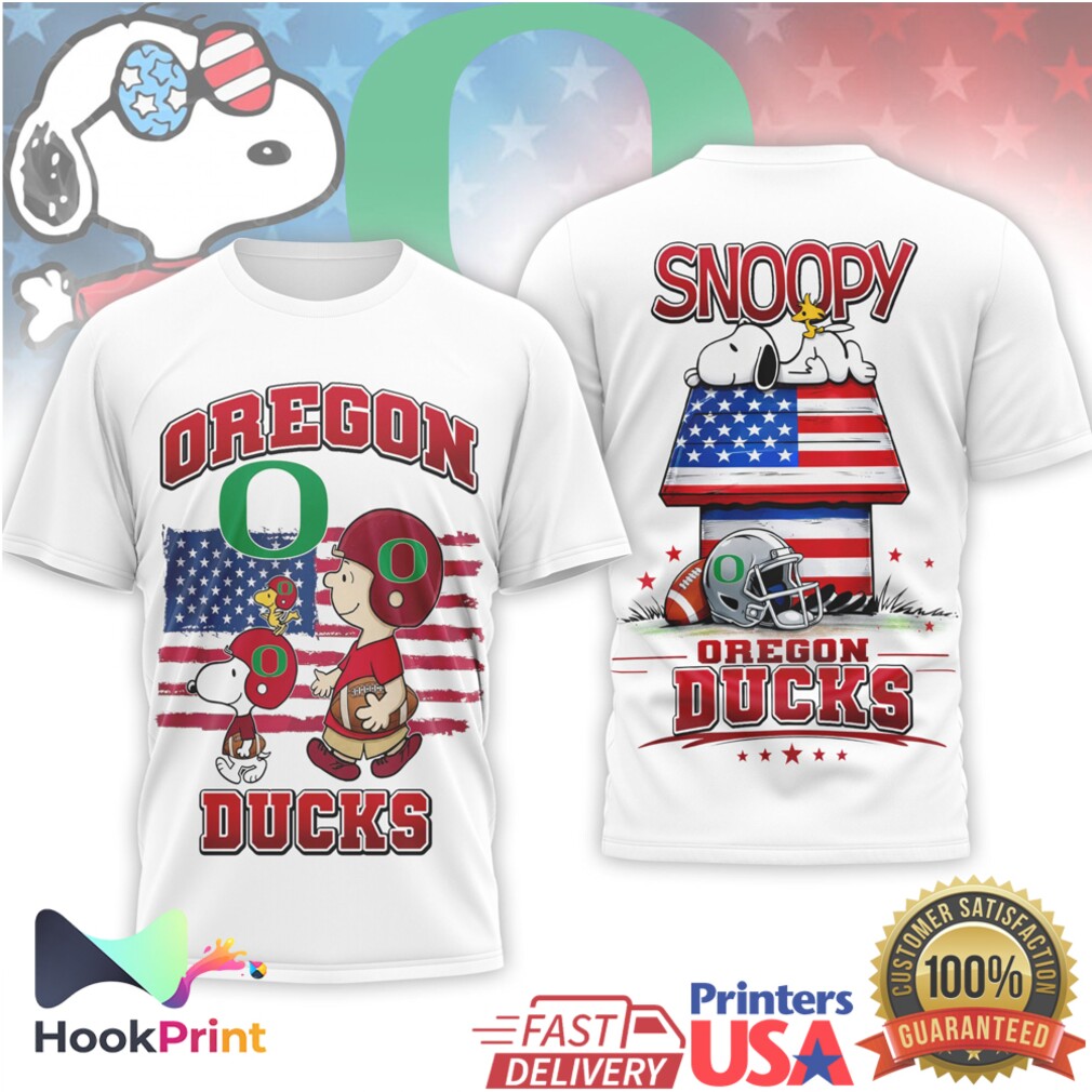 Oregon Ducks Snoopy and Charlie Brown American Flag Football T Shirt Oregon Ducks Snoopy and Charlie Brown American Flag Football T Shirt