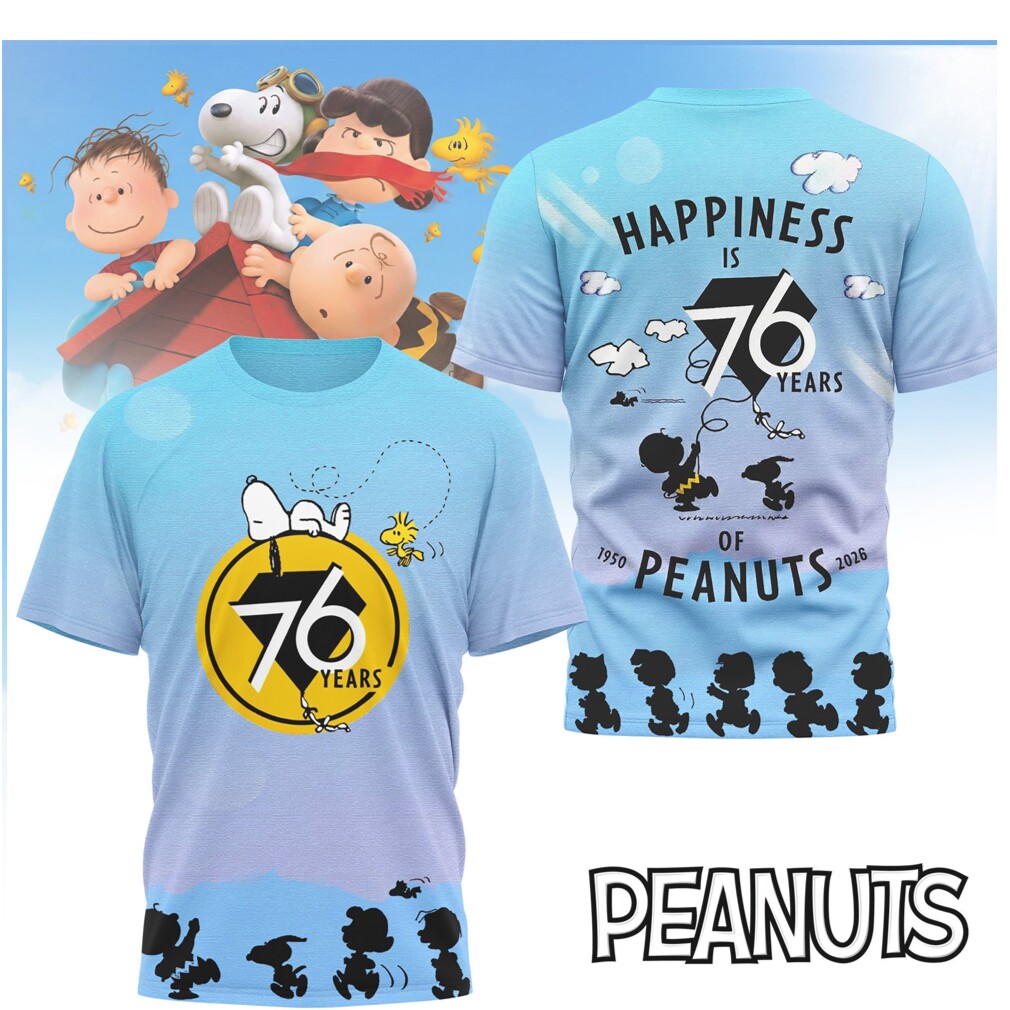 Peanuts 76th Anniversary 1950 2026 Happiness Is Peanuts Clouds T Shirt Peanuts 76th Anniversary 1950 2026 Happiness Is Peanuts Clouds T Shirt