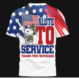 Peanuts Snoopy Salute to Service Thank You Veterans USA Flag Shirt