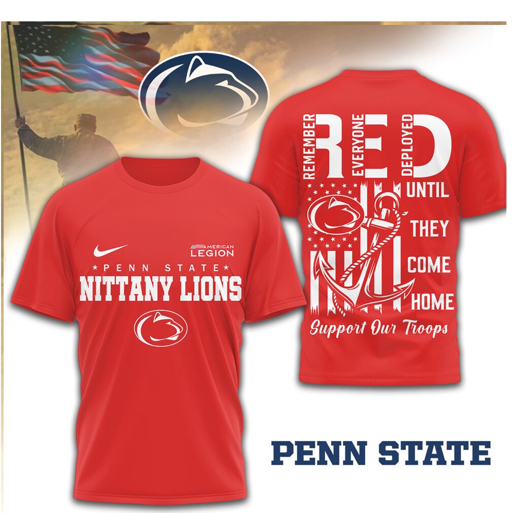 Penn State Nittany Lions R.E.D. Military Support Flag & Anchor Red T Shirt Penn State Nittany Lions R.E.D. Military Support Flag & Anchor Red T Shirt