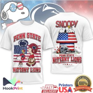 Penn State Nittany Lions Snoopy Charlie Brown Patriotic Football T Shirt