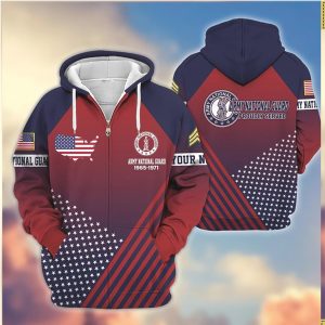Personalized Army National Guard Proudly Served Red Blue 3D Hoodie